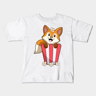 Fox at Eating with Popcorn Kids T-Shirt